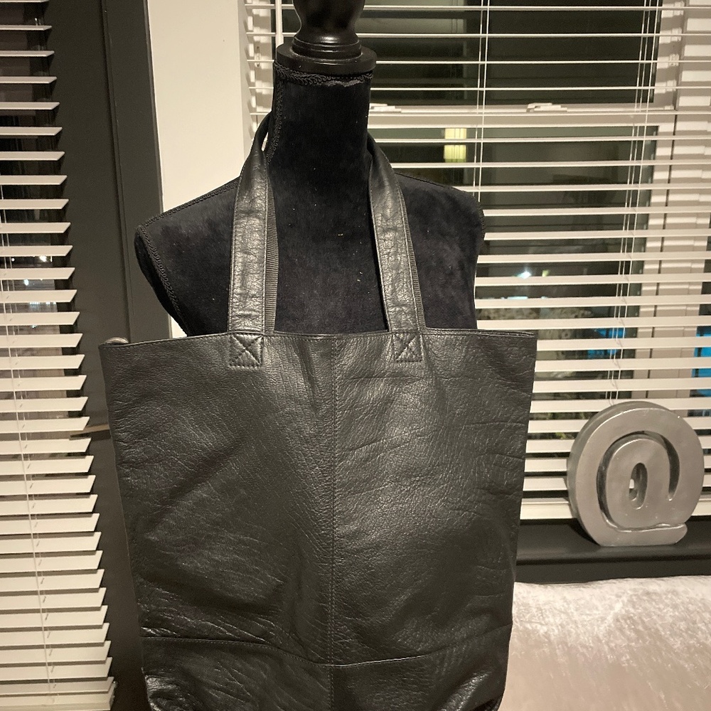 Genuine Black Leather Tote Bag Excellent Condition